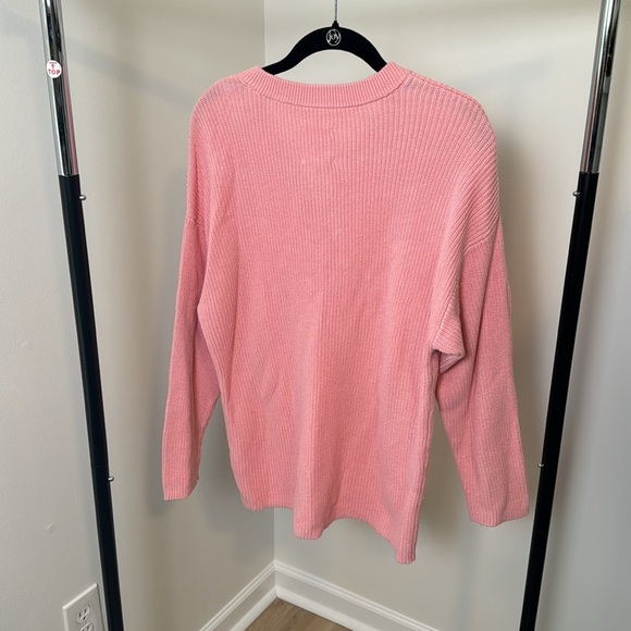 Aerie Cozy Pink Knit Relaxed Fit Quarter Button Sweater Size Small - Picture 6 of 7